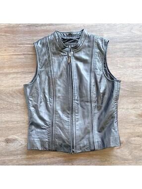 Siena Studio Black Leather Vest Size 6